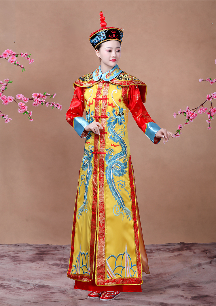 清朝皇后服装古装满族女皇太后贵妃格格服朝服女王慈禧演出写 红色