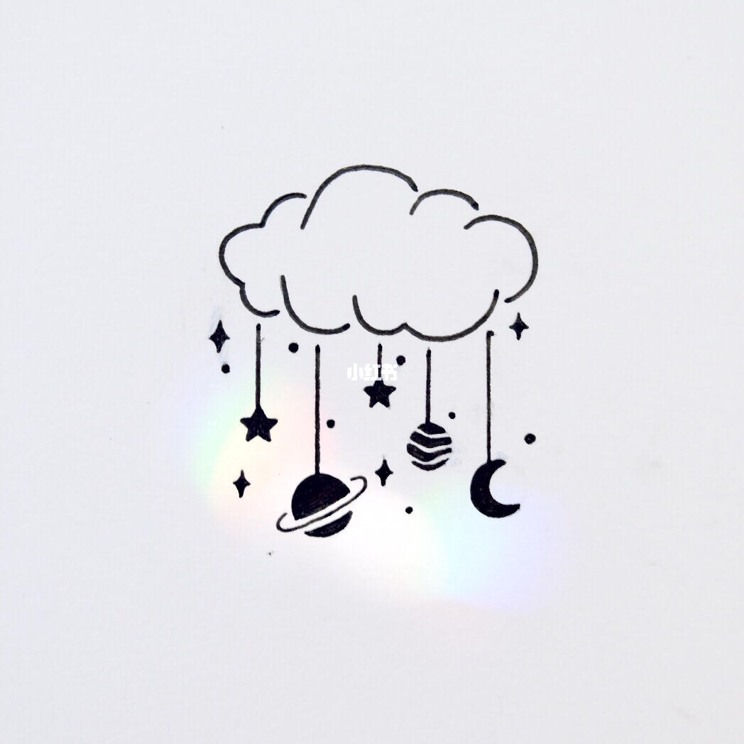 黑白简笔画新手可入门手绘教程星空