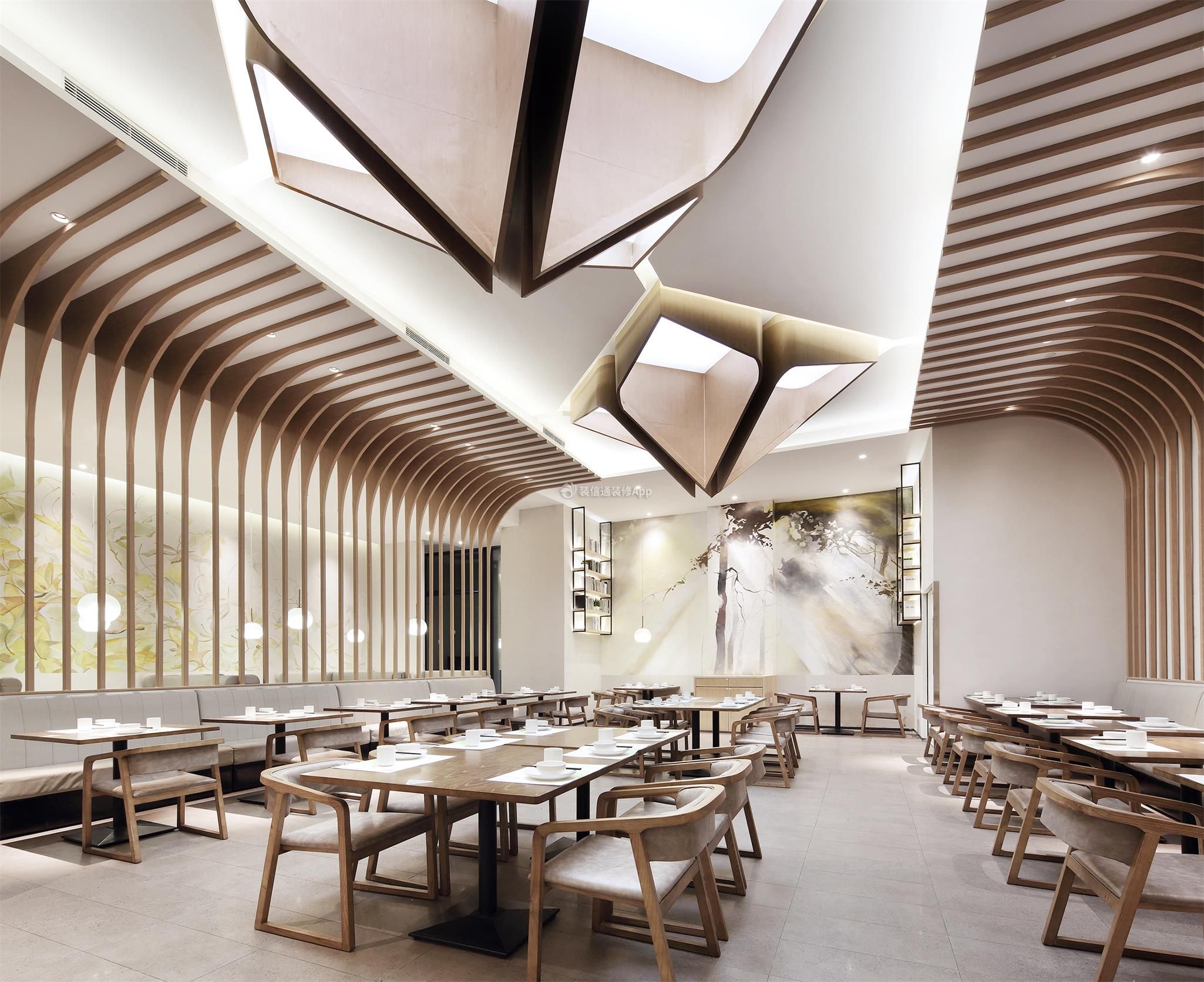 简中式餐馆大厅吊顶装修设计图_装信通网效果图