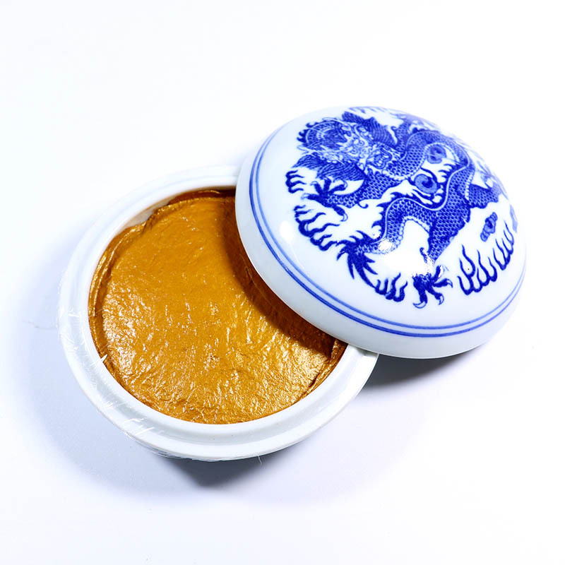 上海西泠印社金色印泥30克60克潜泉牌锦盒装印章篆刻书法书画印泥