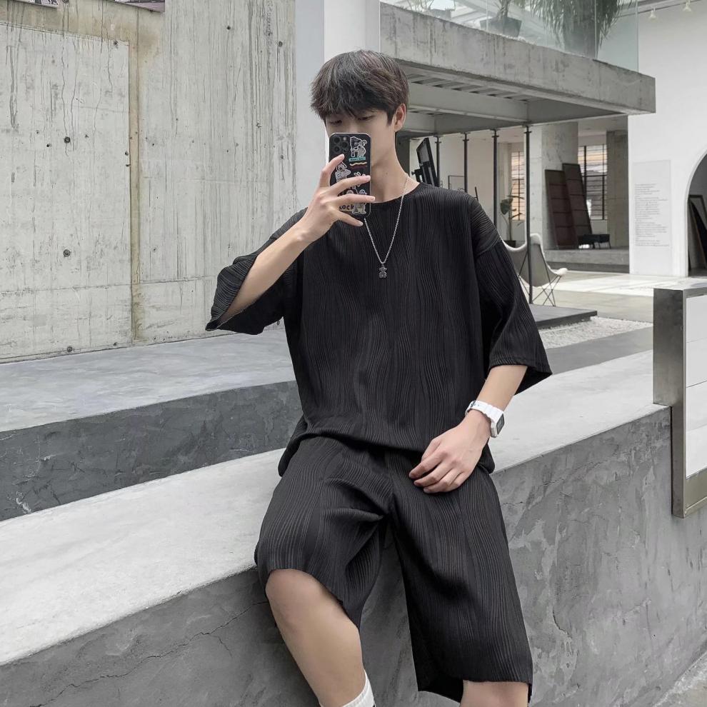 夏季t恤男装青年夏天一套衣服男生潮人夏日两件套装潮流搭配男款学生