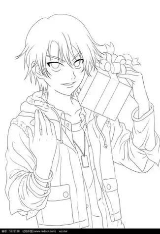 免费素材 图片素材 漫画插画 人物卡通 手拿礼物的帅气动漫男生头像