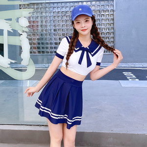 泡温泉日系水手服学生女泳装分体游泳衣韩国ins两件套保守2020新