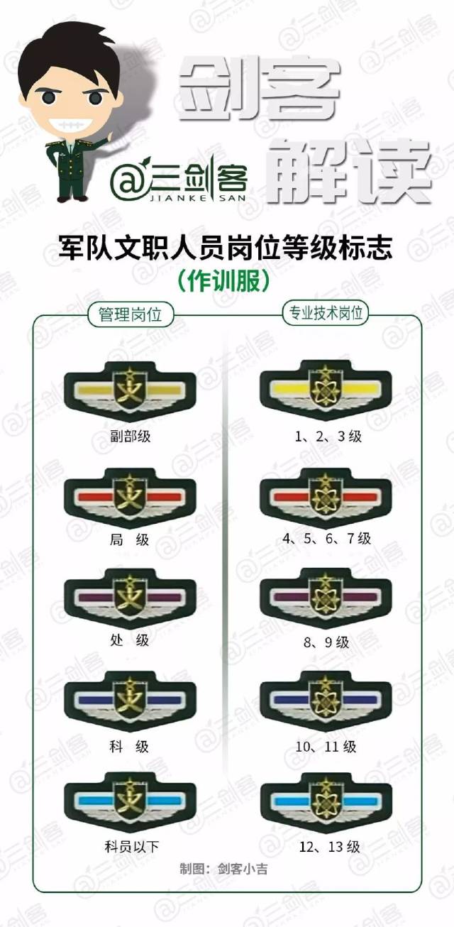 军队文职人员级别标识解读