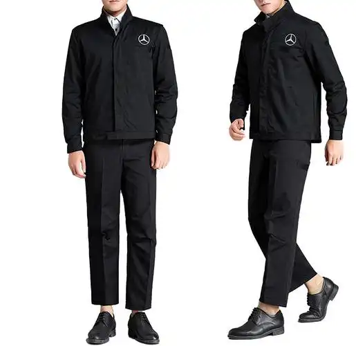 奔驰工作服套装男4s店工装春秋长袖夹克车间汽修服机修工作服黑色165