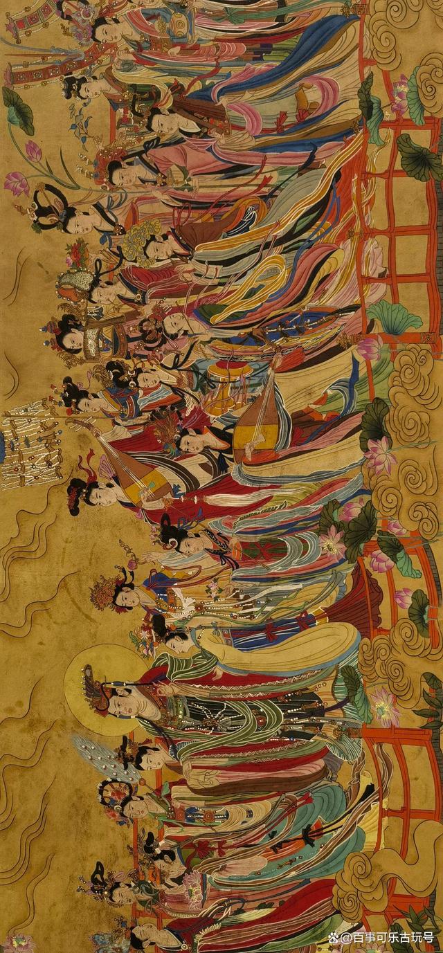 三希堂收录裱藏-吴道子绢本《八十七神仙》卷.