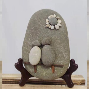 鹅卵石拼的画创意有趣摆件石头工艺品客厅办公室日常装饰品送礼