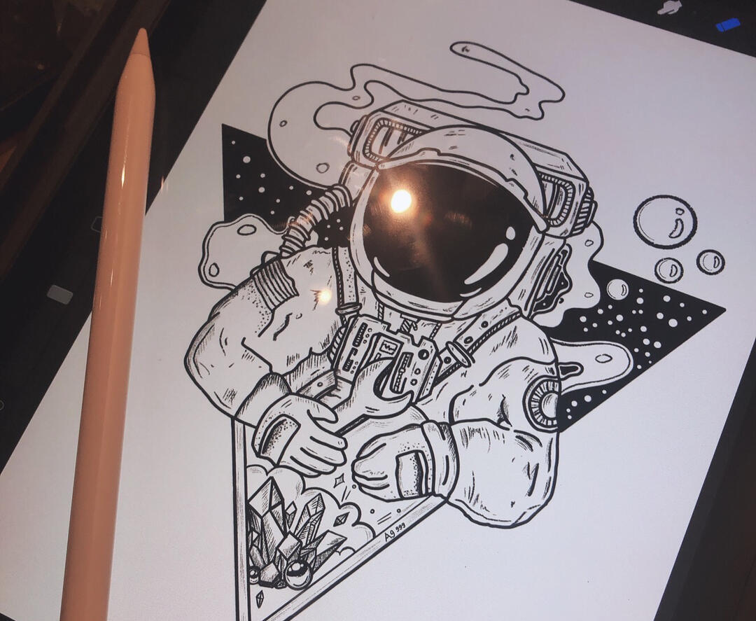 宇航员临摹手绘