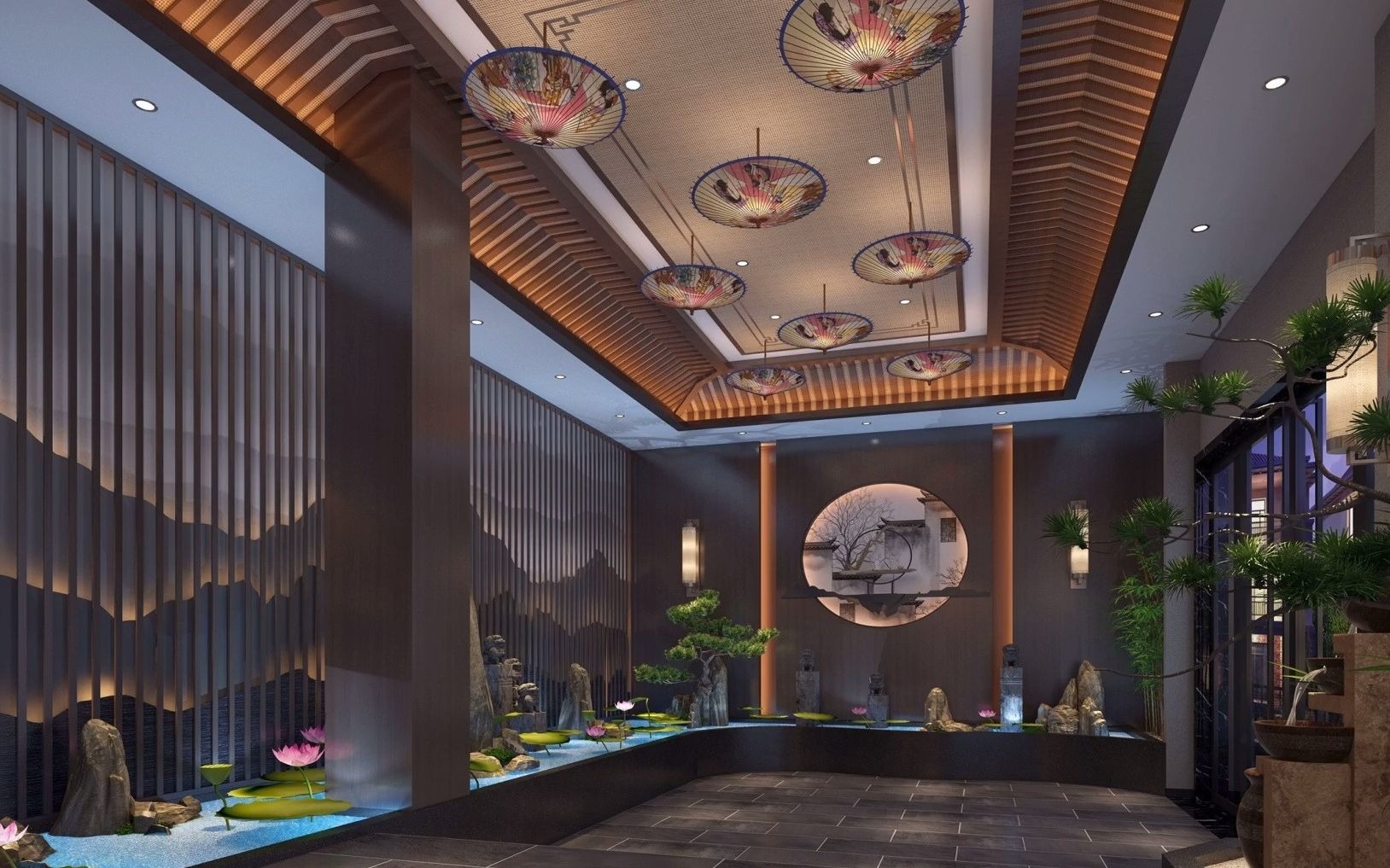 软装浴缸搭配 #养生馆案例 新中式足浴店装修设计 #知末网