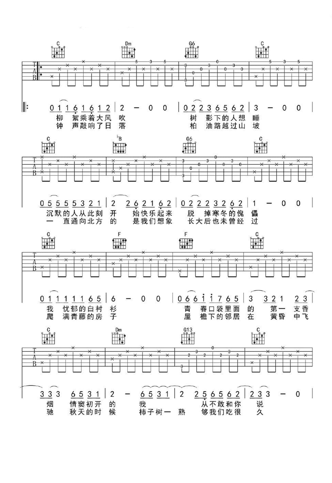 少年锦时吉他谱