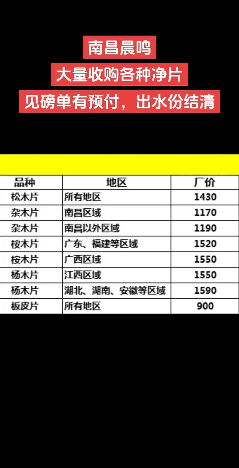 江西区域1590湖北湖南安徽等区域1550900大量收购各种净片1430见磅单