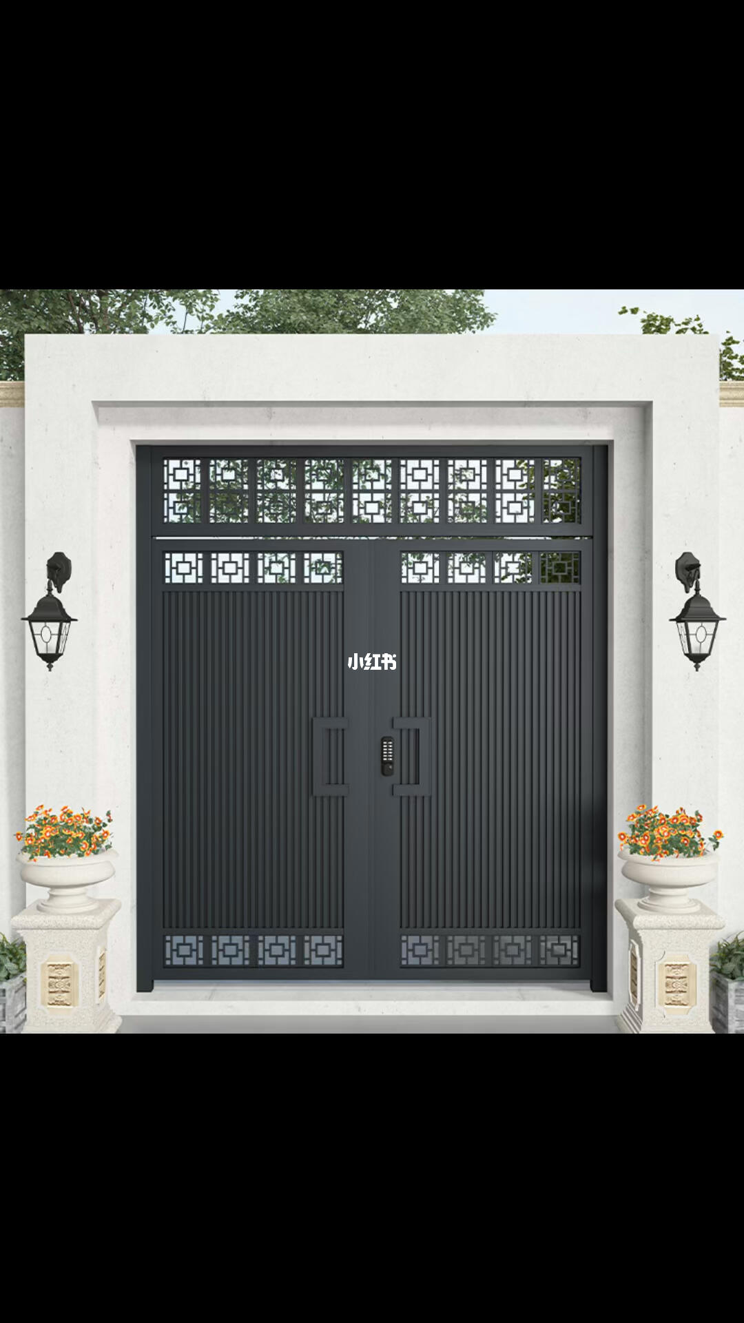 定制简约现代铝艺庭院大门不锈钢对开门