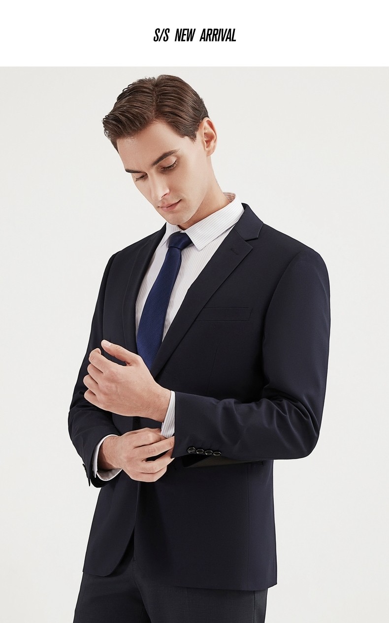 新款官方旗舰纯色平驳领职业商务正装单西中青年男士西装黑色4617092b