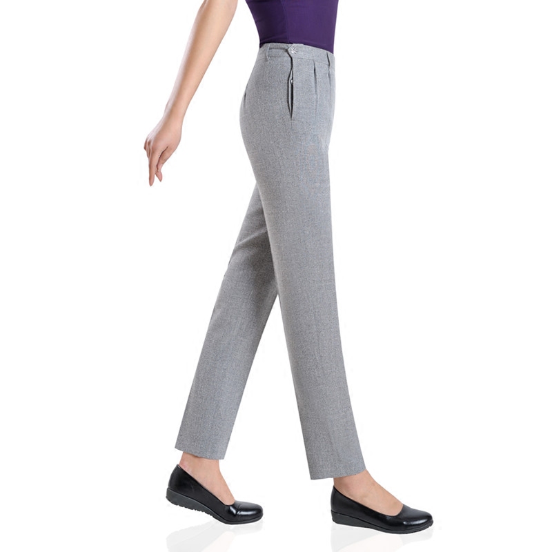 棉麻旁开口侧开扣夏季中老年女裤大码女装妈妈中老年女装