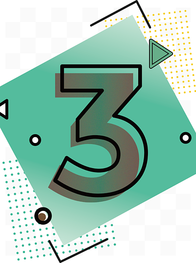 矢量绿色简约阿拉伯数字 i>3 /i>艺术字