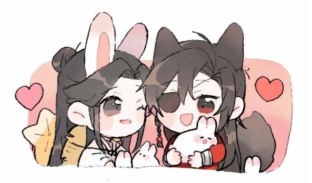 q版的花城和谢怜,每一组都很可爱!