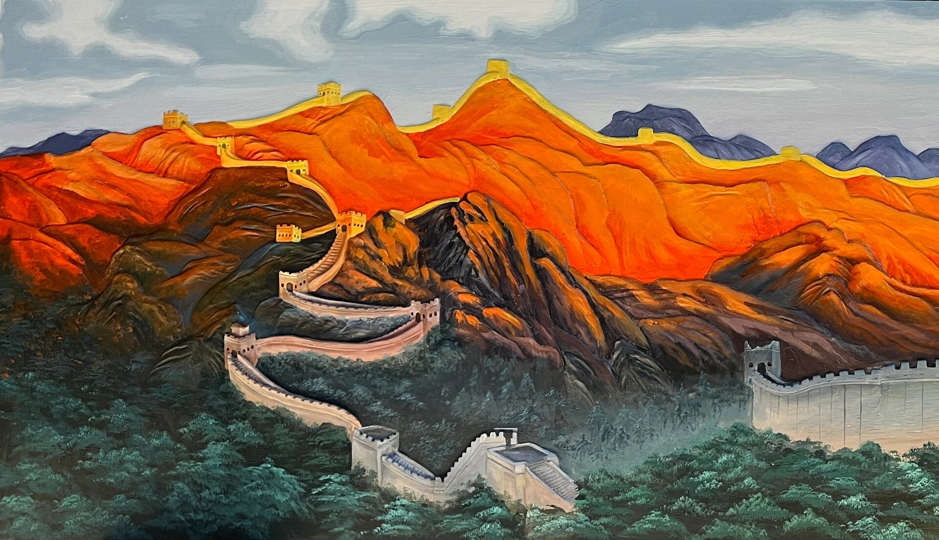 晨曦朝阳 《金山岭晨光》80*220 原作是悬挂在人民大会堂河北厅的一幅