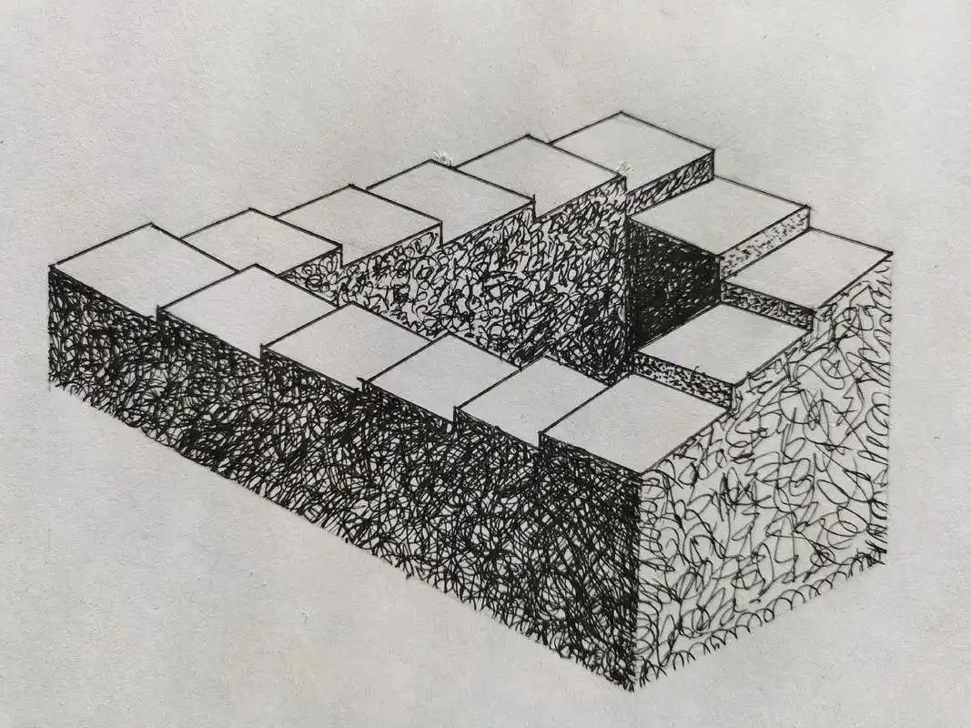 钢笔画～上或下单循环的彭罗斯阶梯如何欺骗了我的视线? - 抖音
