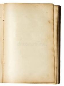 一本旧书的空白页咖啡杯和新鲜牛角上木制的背景.