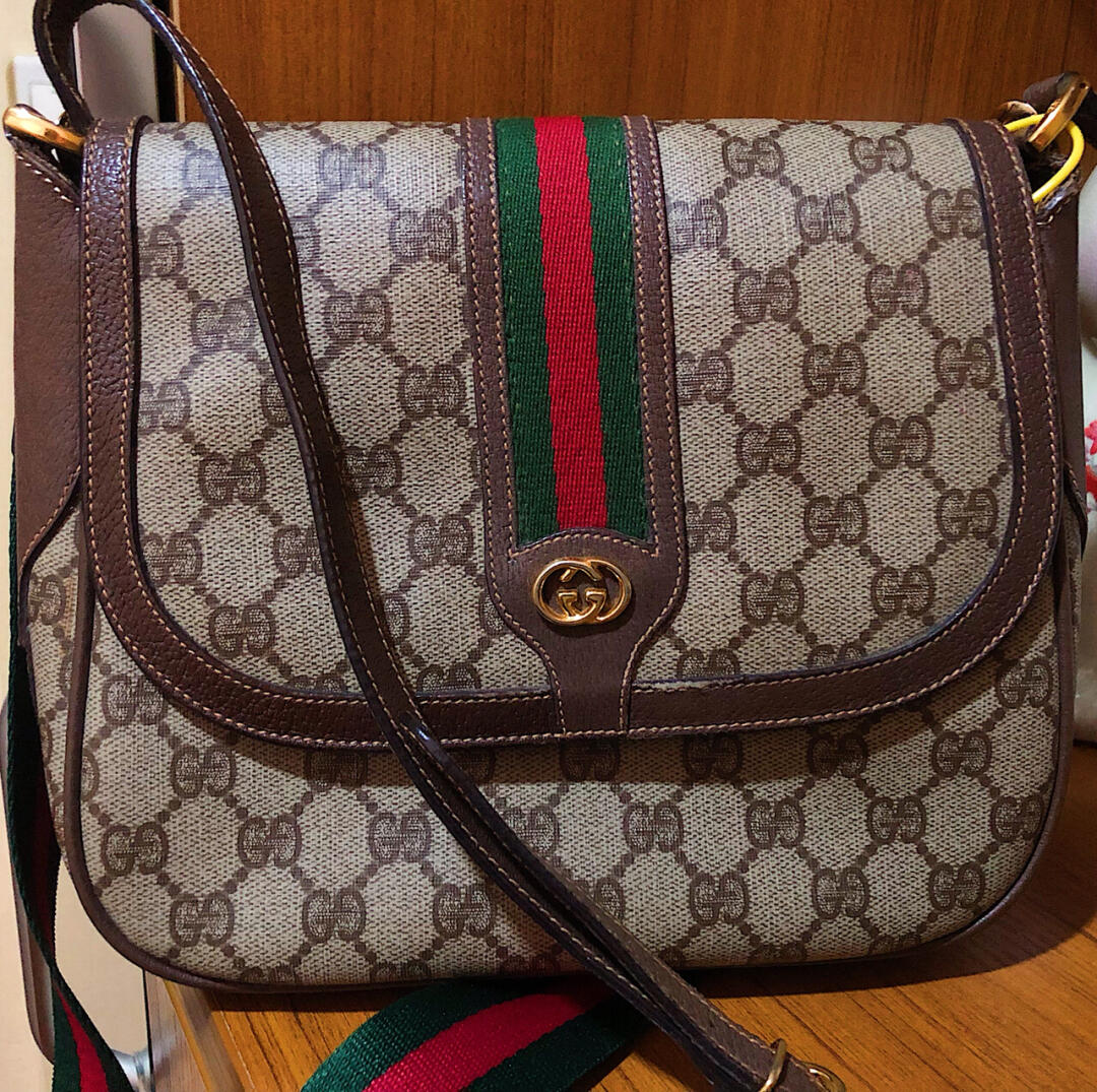 gucci 绝版红绿条中古马鞍包斜挎包_单肩包_箱包