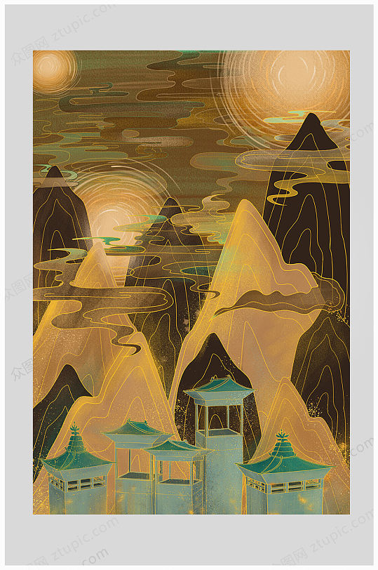 敦煌中国风手绘古风插画