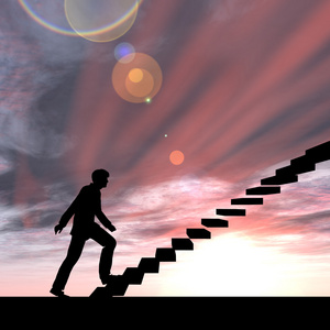 商人在楼梯上行走图片