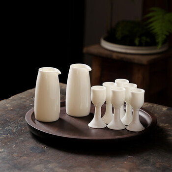 居富德 居富德白酒盅白酒杯套装中国风羊脂玉瓷家用茅酒盅白酒杯烈酒