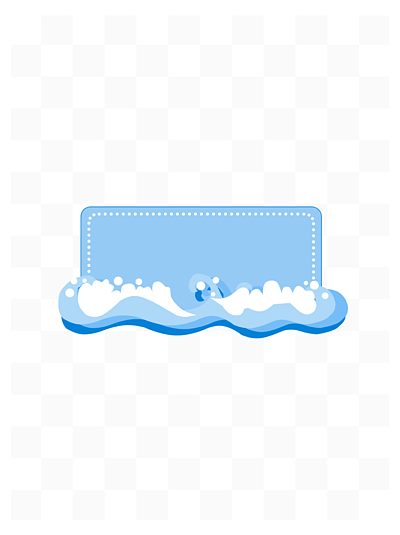 手绘简约蓝色 i>浪 /i> i>花 /i>边框元素