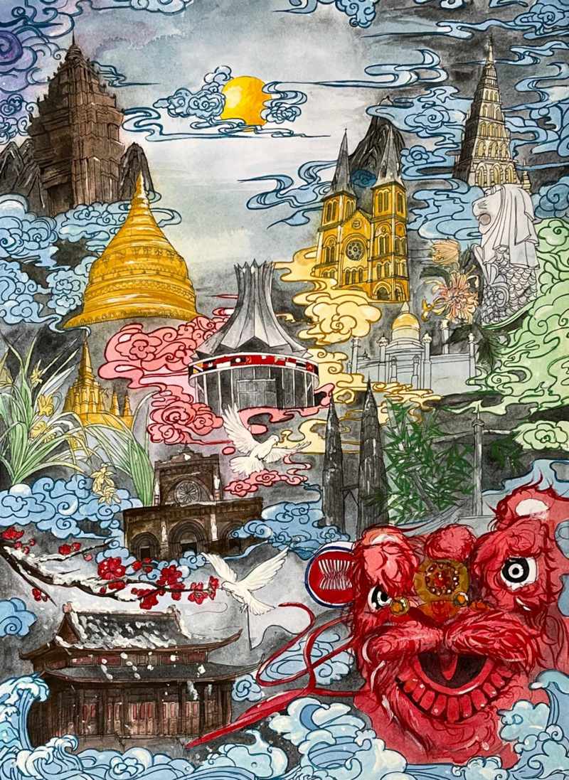 贵州工商职业学院荣获第三届中国东盟青少年绘画展一等奖2项三等奖1项