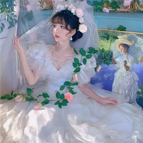 超仙清新淡雅女头白色婚纱图片_女生头像_头像屋