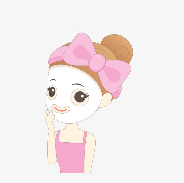 卡通正在贴面膜的女孩