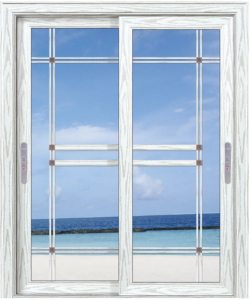 低价铝合金双扇门铝合金推拉玻璃门双al框架双层玻璃门窗