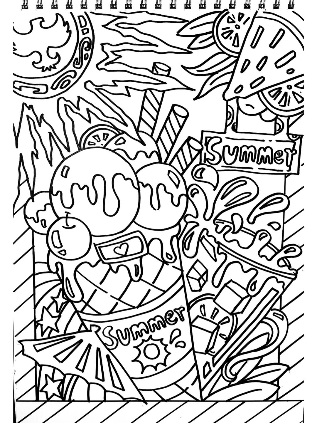 着夏天的绘画作品9126615图中出现的都是很有代表性的夏日元素