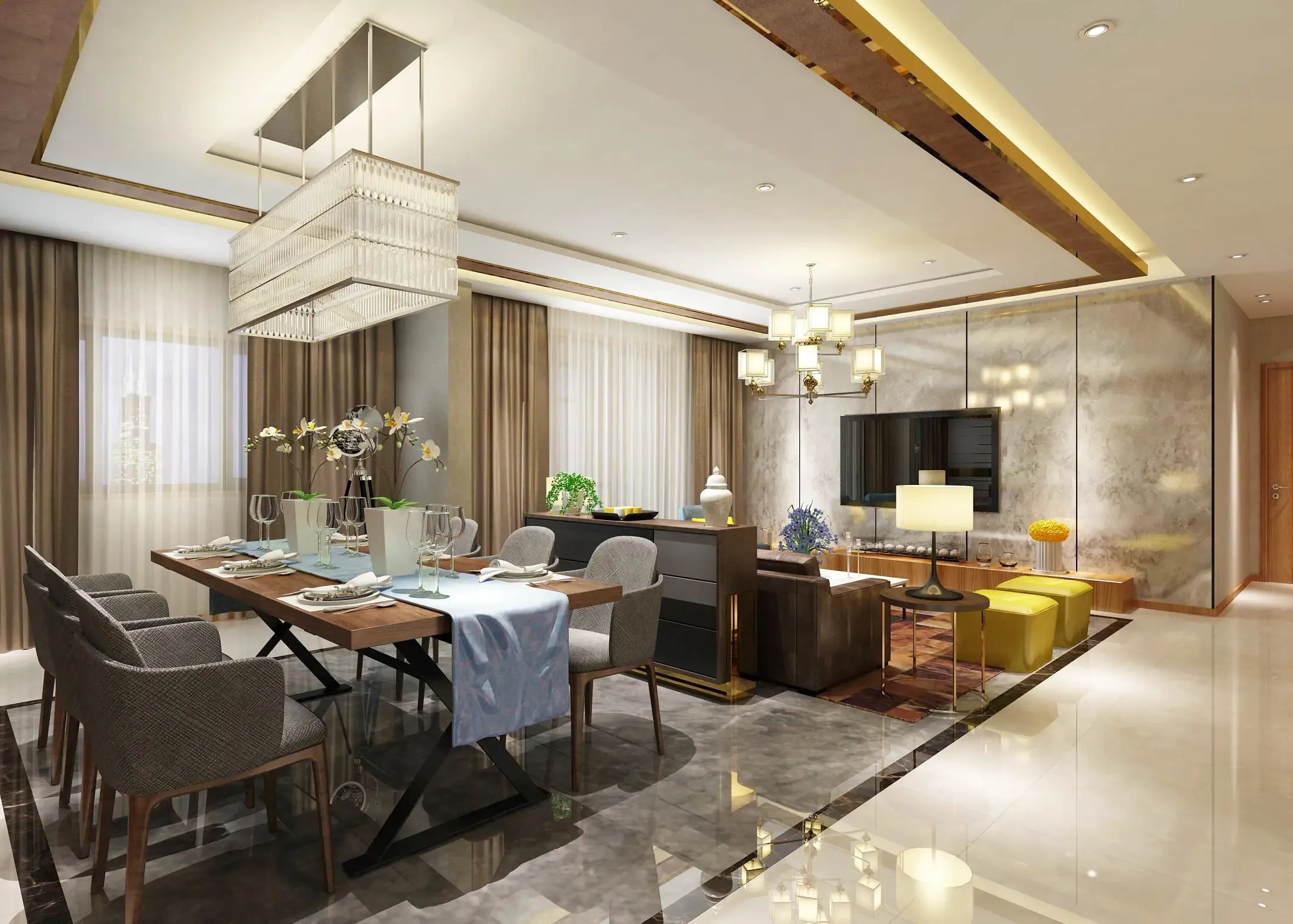 港式风格三居室170平米13万-金地檀郡装修案例-沈阳房天下家居装修网