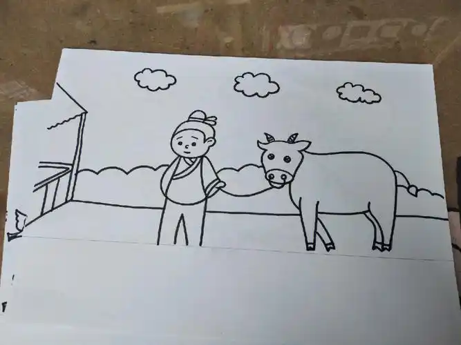 神话故事牛郎织女绘本儿童画简笔画线稿