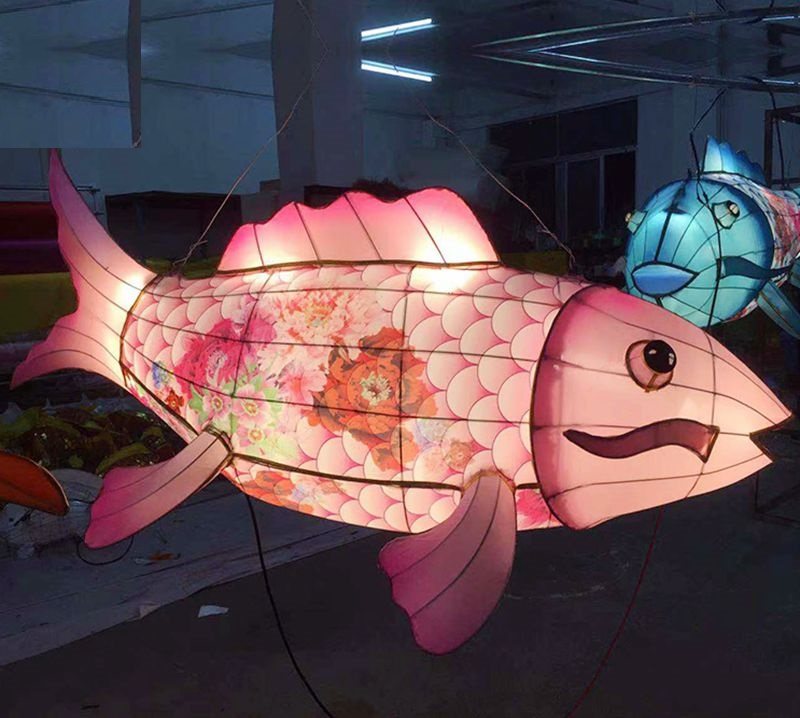 新年元宵节花灯鱼灯笼手工定制灯会鲤鱼发光铁艺彩灯大型灯展饰品