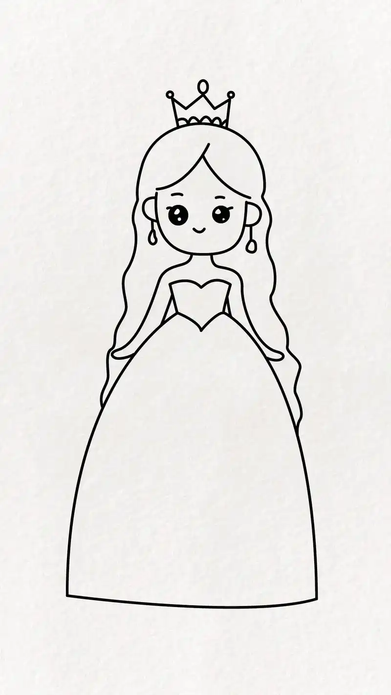 教你用一个可爱的小公主#简笔画 #亲子简笔画 #画画 - 抖音