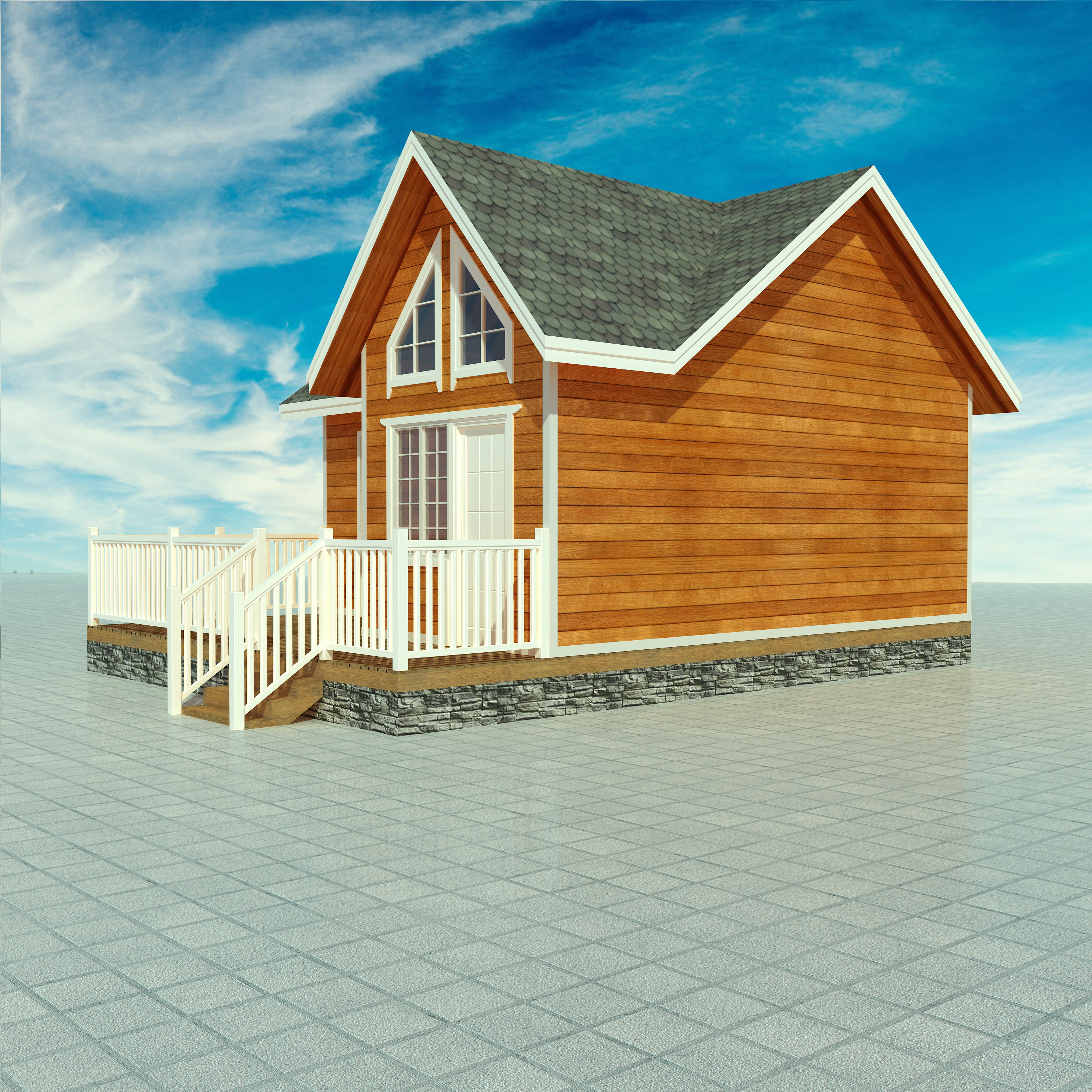 小木屋效果图-工程设计-图素设计-猪八戒网