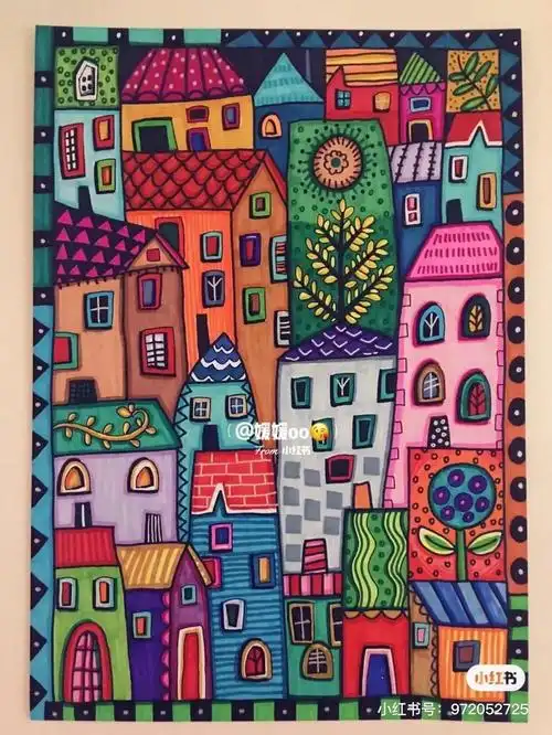 60张装饰感十足的马克笔装饰画装饰绘画马克笔