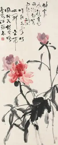 高剑父 芍药 立轴 设色纸本