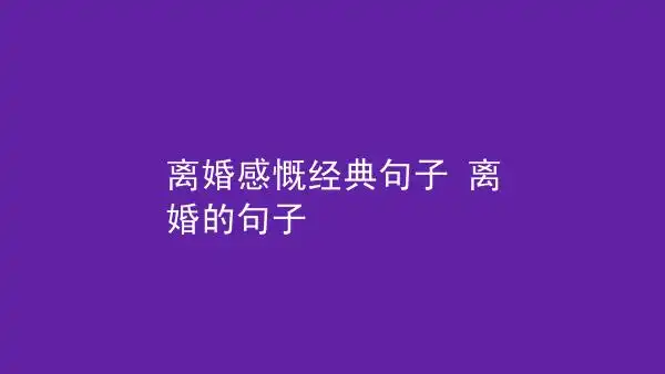 离婚感慨经典句子离婚的句子