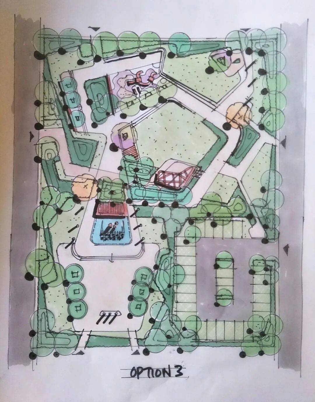 手绘景观平面图