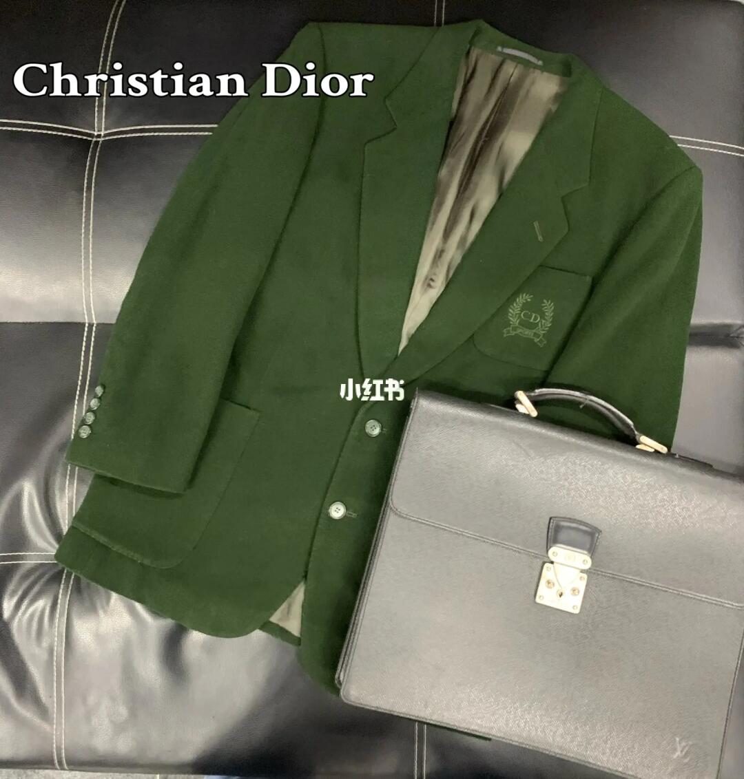 diorvintage稀有款徽章刺绣墨绿色西装