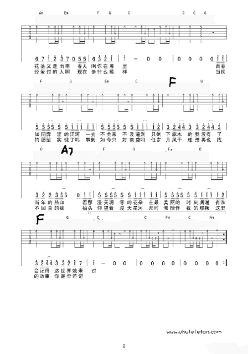 老男孩尤克里里ukulele谱右手节奏教程