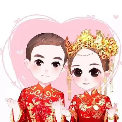 新郎新娘卡通情侣头像古装新郎新娘一对两张头像