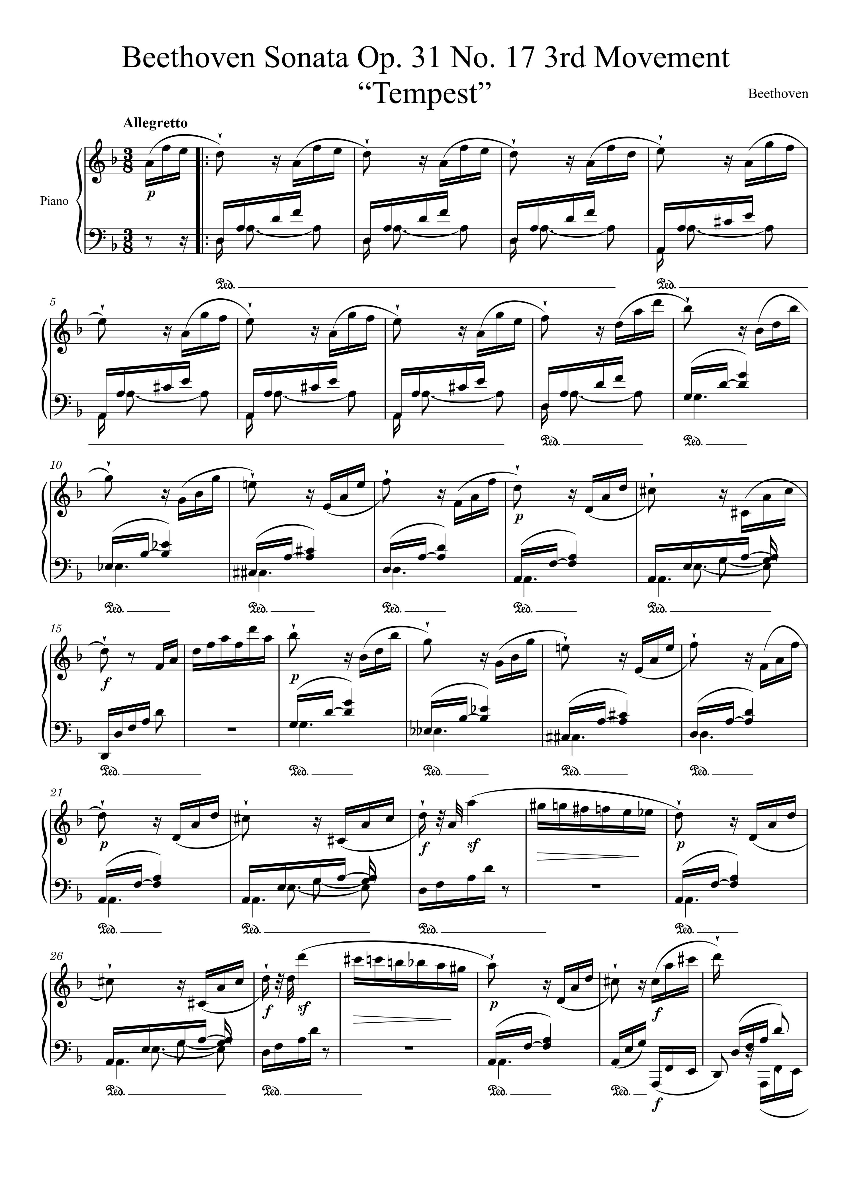贝多芬贝多芬暴风雨奏鸣曲钢琴谱