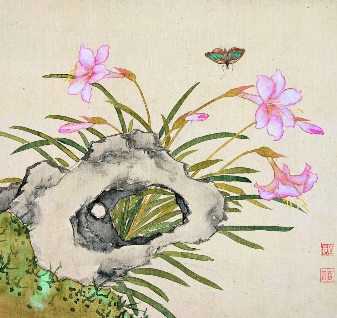 欣赏 | 岭南名家二居的工笔花草奇石36图,精妙绝伦!