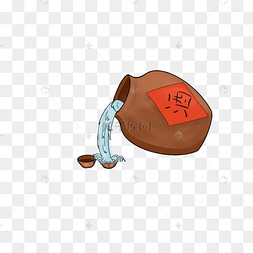 清明节小清新手绘酒坛斟酒装饰元