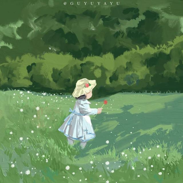 治愈系油画风绿色背景图