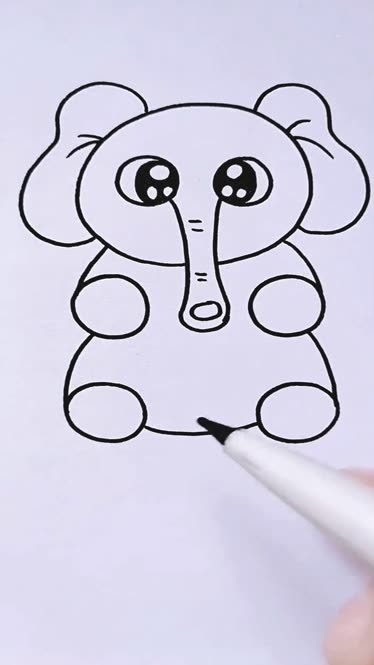 可爱简笔画大象秒会!